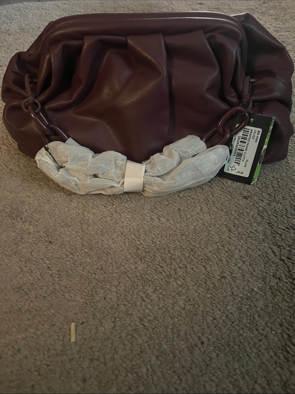 NWT Badgley Mischka Plum Leather Logo Shoulder Bag - Picture 3 of 7